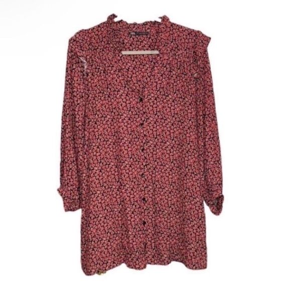 Zara Floral Print Long sleeve Oversized Mini
Dress(Size XS) - Picture 2 of 10
